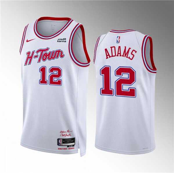 Men%27s Houston Rockets #12 Steven Adams White 2023-24 City Edition Stitched Jersey Dzhi